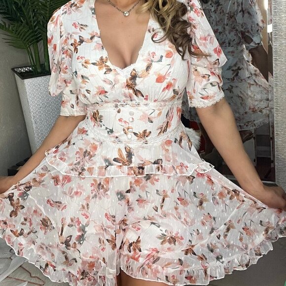 Ivory Blossom Floral Frills Romper - Picture 6 of 7